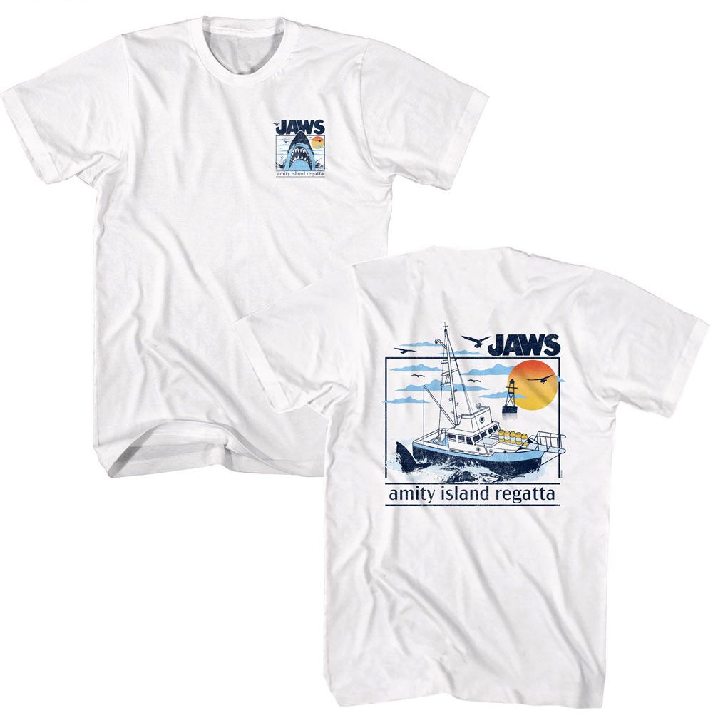 Jaws - Amity Island Regatta - American Classics - Solid White Adult Short Sleeve T-Shirt
