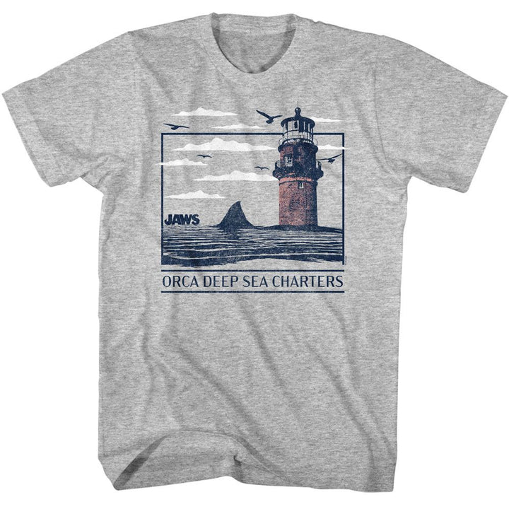 Jaws - Orca Deep Sea Charters - American Classics - Solid Gray Adult Short Sleeve T-Shirt