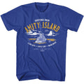 Jaws - Greeting From Amity Island - American Classics - Solid Blue Adult Short Sleeve T-Shirt