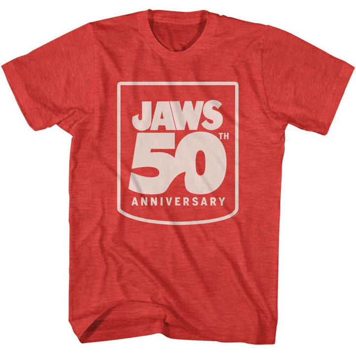 Jaws - 50th Anniversary - Officially Licensed American Classics - Front Print Heather Adult Short Sleeve T-Shirt