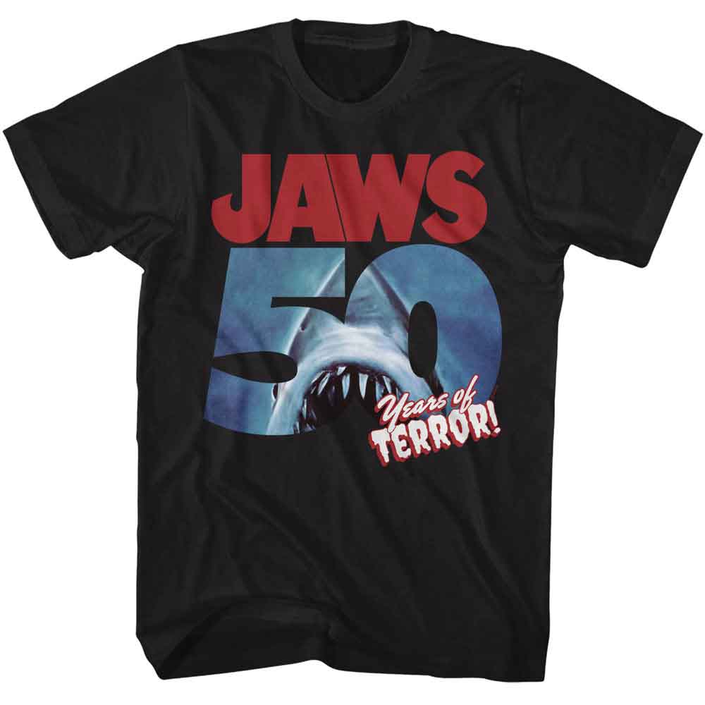 Jaws - 50 Years Of Terror - Officially Licensed American Classics - Front Print Solid Adult Short Sleeve T-Shirt