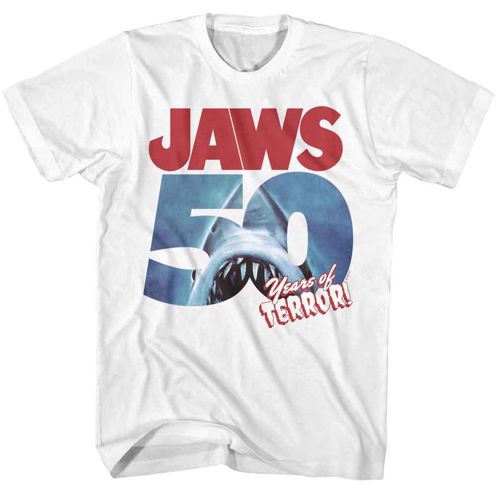 Jaws - 50 Years Of Terror - Officially Licensed American Classics - Front Print Solid Adult Short Sleeve T-Shirt