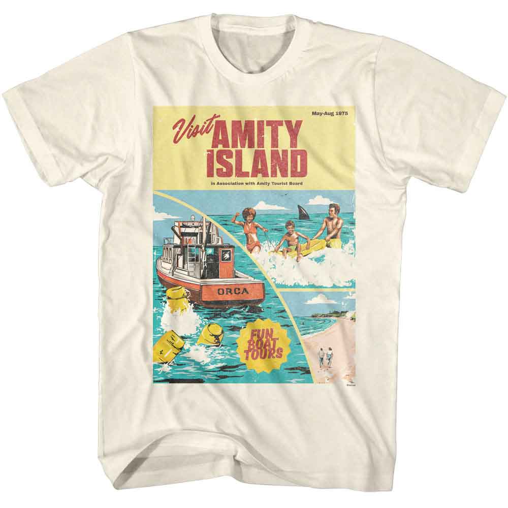 Jaws - Amity Tourism Poster - Officially Licensed American Classics - Front Print Solid Adult Short Sleeve T-Shirt