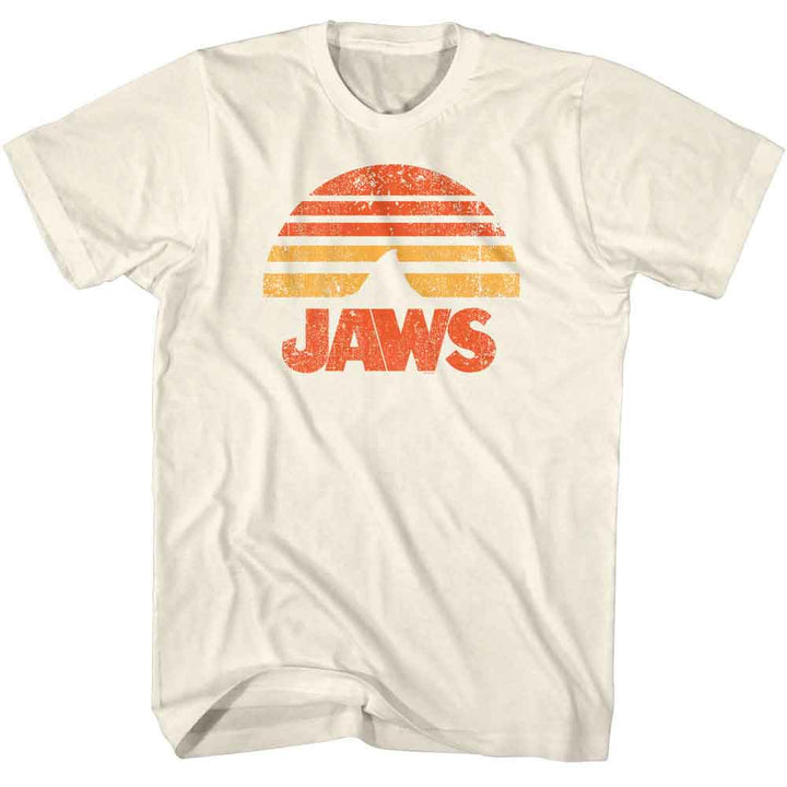 Jaws - Sunset Fin - Officially Licensed American Classics - Front Print Solid Adult Short Sleeve T-Shirt