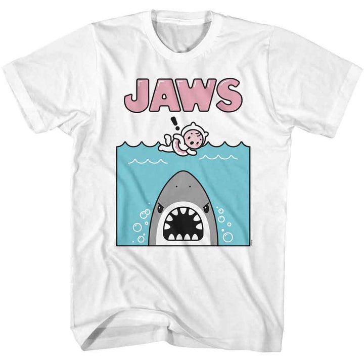 Jaws - Kawaii Jaws Swim - Officially Licensed American Classics - Front Print Solid Adult Short Sleeve T-Shirt