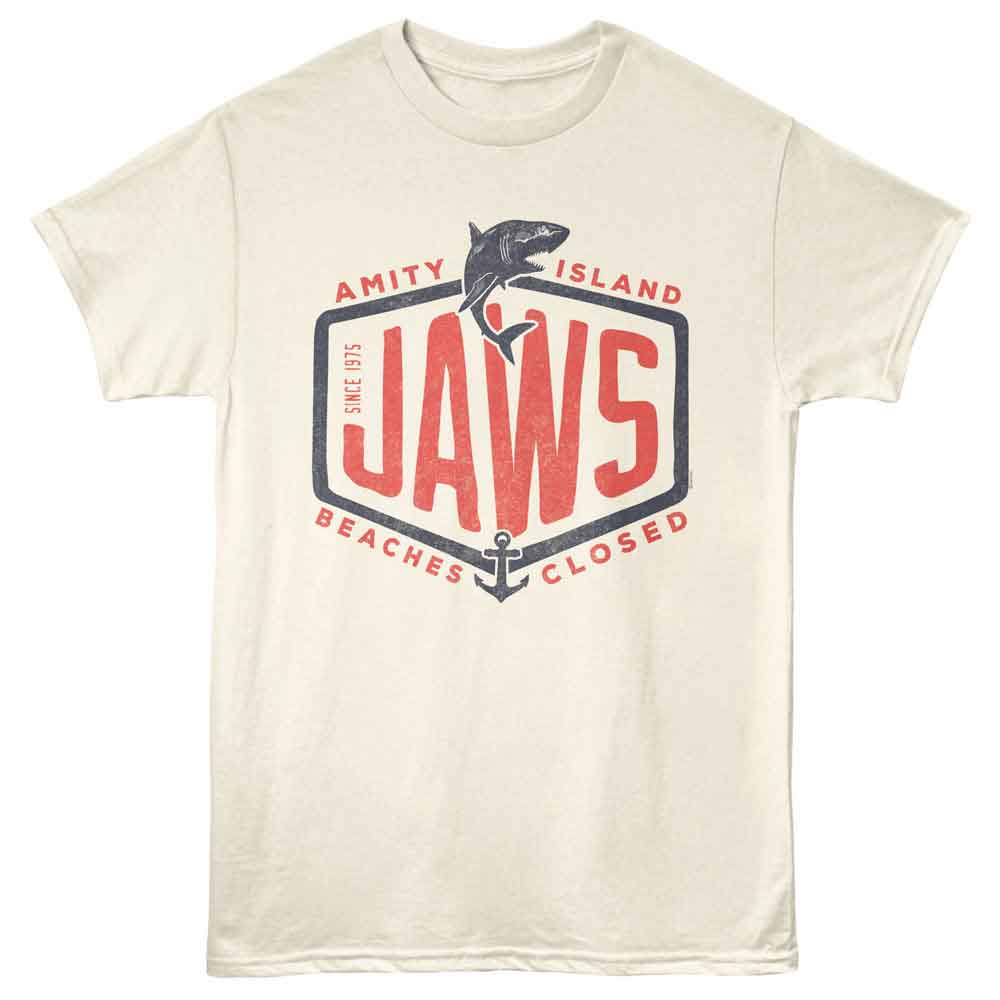 Jaws - Text Based - Licensed Adult Unisex Short Sleeve T-Shirt - Natural