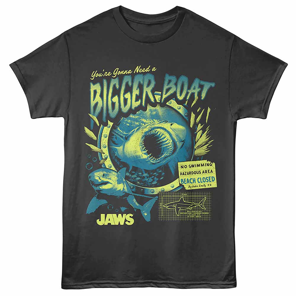 Jaws - Porthole - Front Print Adult Short Sleeve Solid T-Shirt - Smoke
