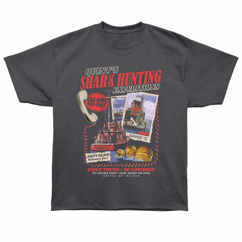 Jaws - Shark Expeditions - Bronx Oversized Short Sleeve T-Shirt - Front Print - Gray