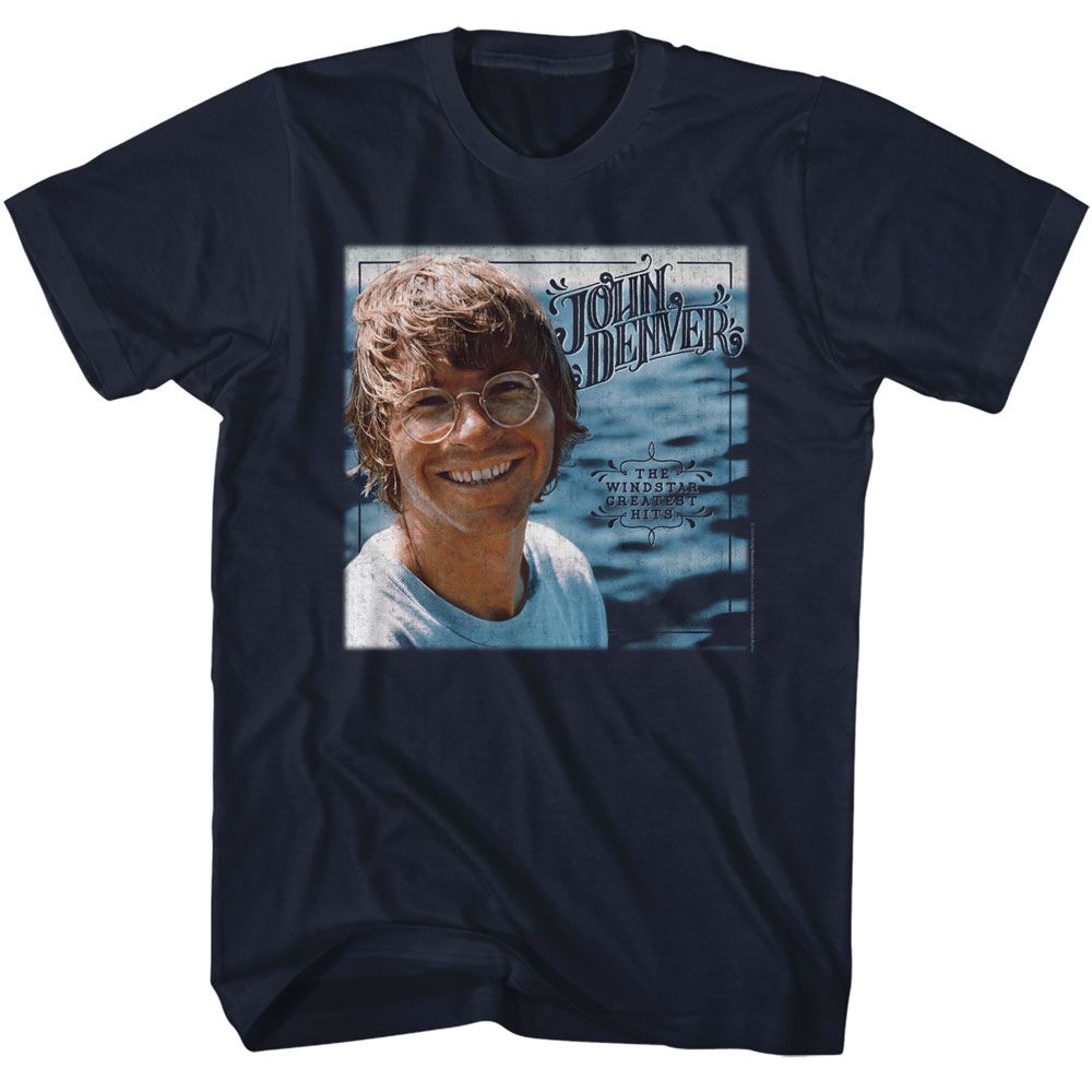 John Denver - Windstar Greatest Hits Album - American Classics - Solid Blue Adult Short Sleeve T-Shirt