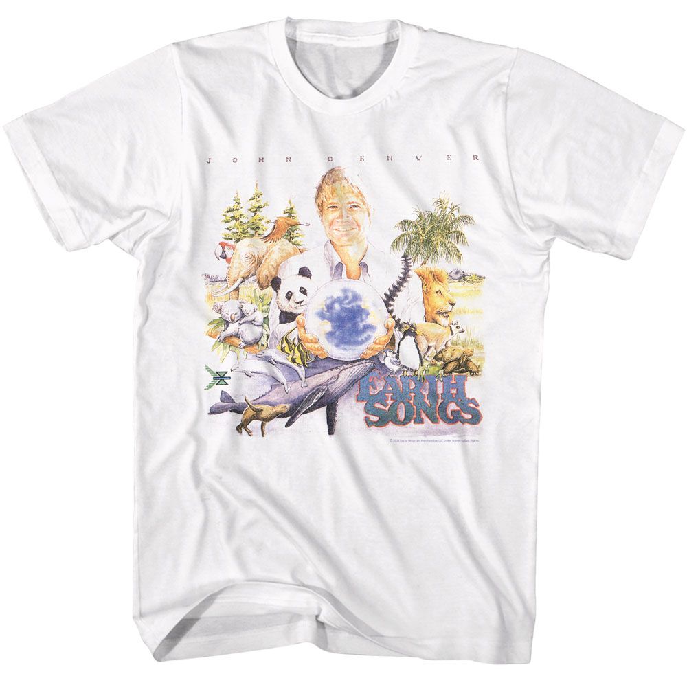 John Denver - Earth Songs Album Cover - American Classics - Solid White Adult Short Sleeve T-Shirt