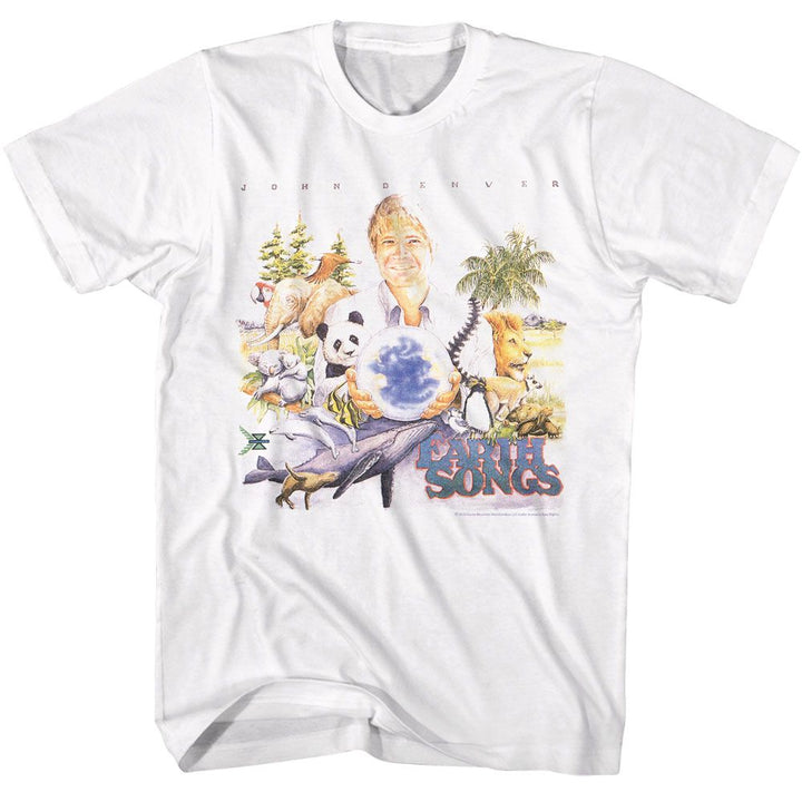 John Denver - Earth Songs Album Cover - American Classics - Solid White Adult Short Sleeve T-Shirt