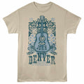 John Denver - Blue Floral - Adult Unisex Short Sleeve T-Shirt - Sand