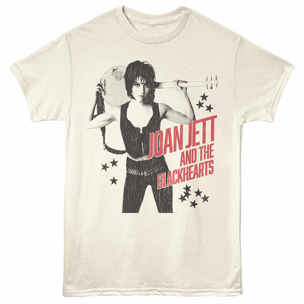 Joan Jett - Guitar Pose - Adult Unisex Short Sleeve T-Shirt - Natural