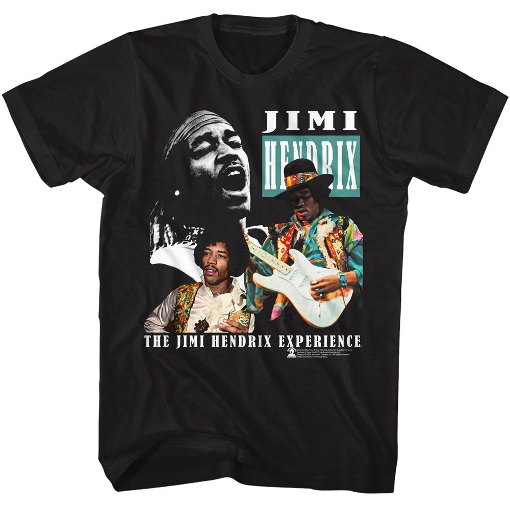 Jimi Hendrix - Three Photos - Officially Licensed Adult Short Sleeve T-Shirt