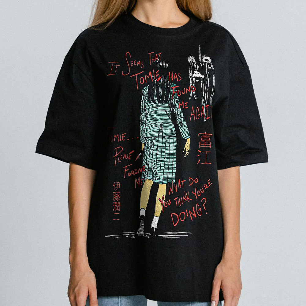 Junji Ito - Handwritten Horror Design Adult T-Shirt - Black - Officially Licensed