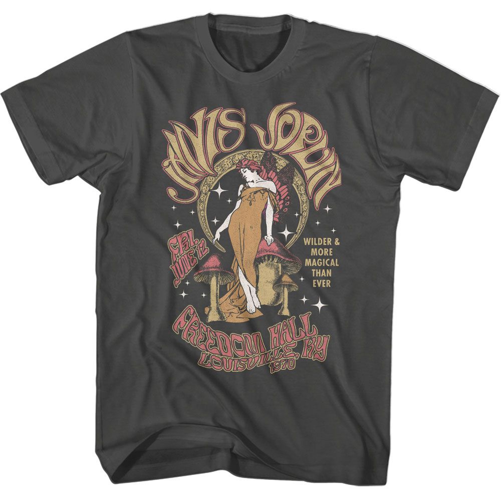 Janis Joplin - Fairy And Moon - American Classics - Solid Gray Adult Short Sleeve T-Shirt