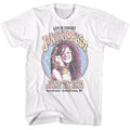Janis Joplin - Circle Sparkle - American Classics - Solid White Adult Short Sleeve T-Shirt