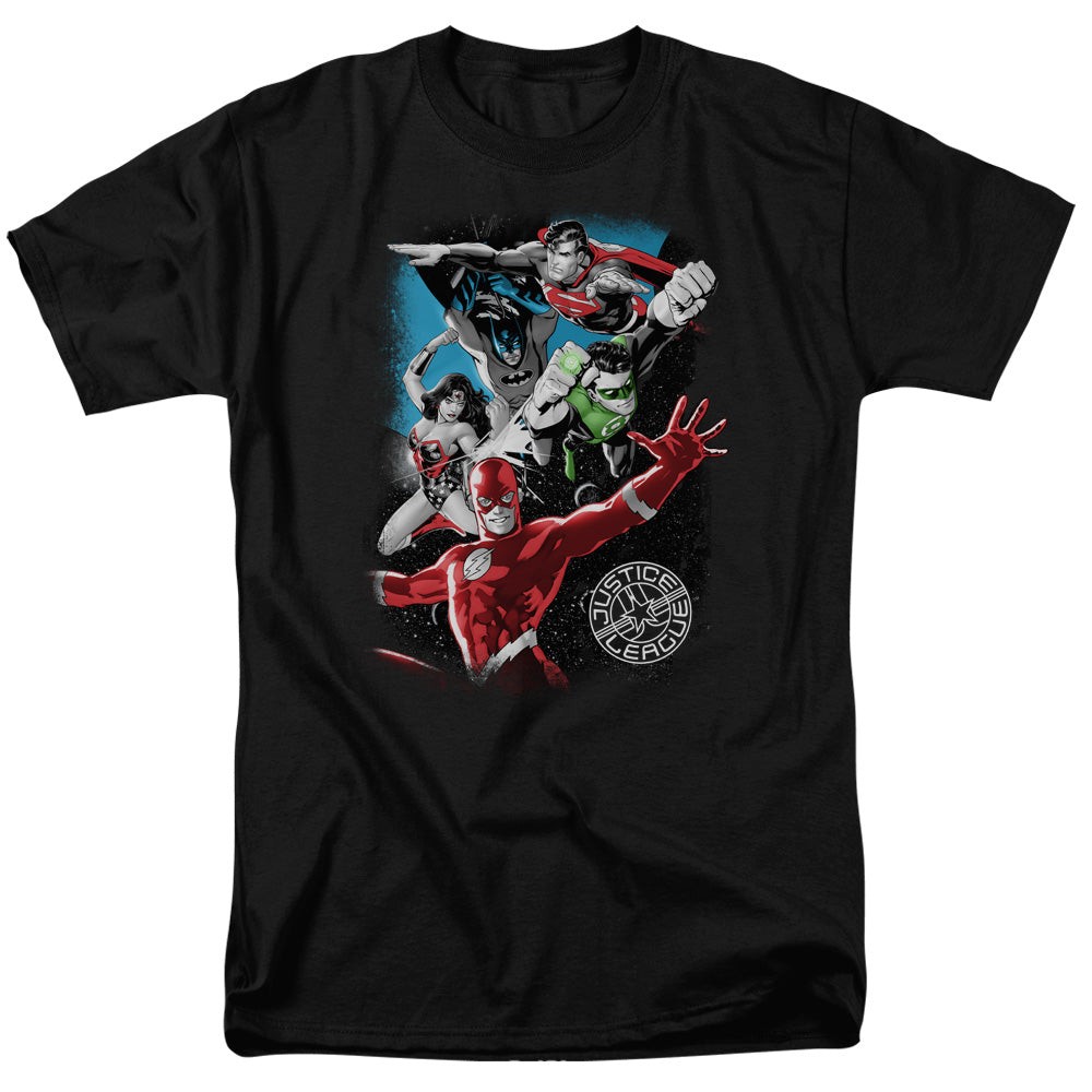 DC Comics - Justice League - Galactic Attack - Adult Unisex T-Shirt - Black