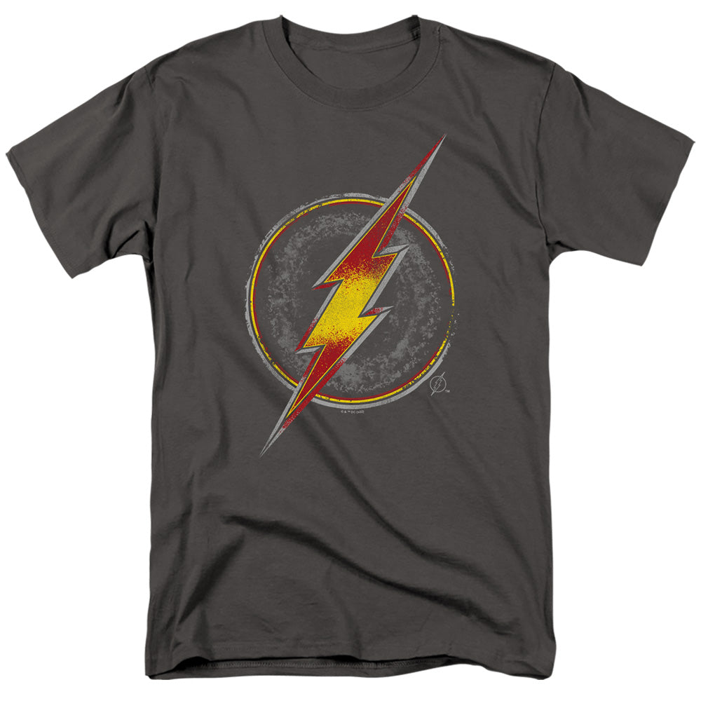 DC Comics - Justice League - Flash Busted Logo - Adult Unisex T-Shirt - Gray