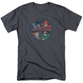 DC Comics - Justice League - Four Heroes - Adult Unisex T-Shirt - Gray