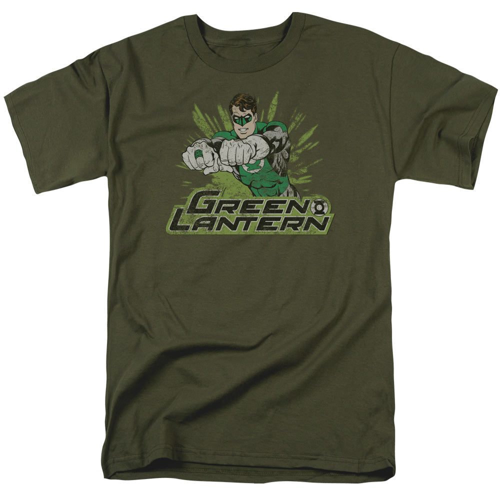 DC Comics Justice League Green Lantern Rough Distress Adult Unisex T-Shirt Green