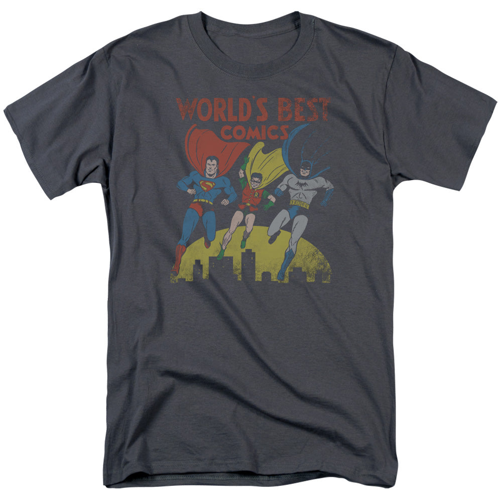 DC Comics - Justice League - Worlds Best - Adult Unisex T-Shirt - Gray