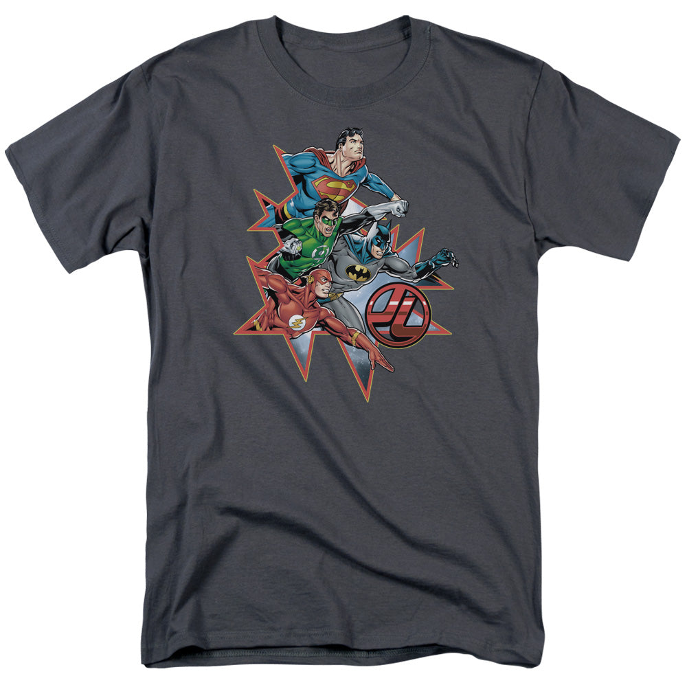 DC Comics - Justice League - Starburst - Adult Unisex T-Shirt - Gray