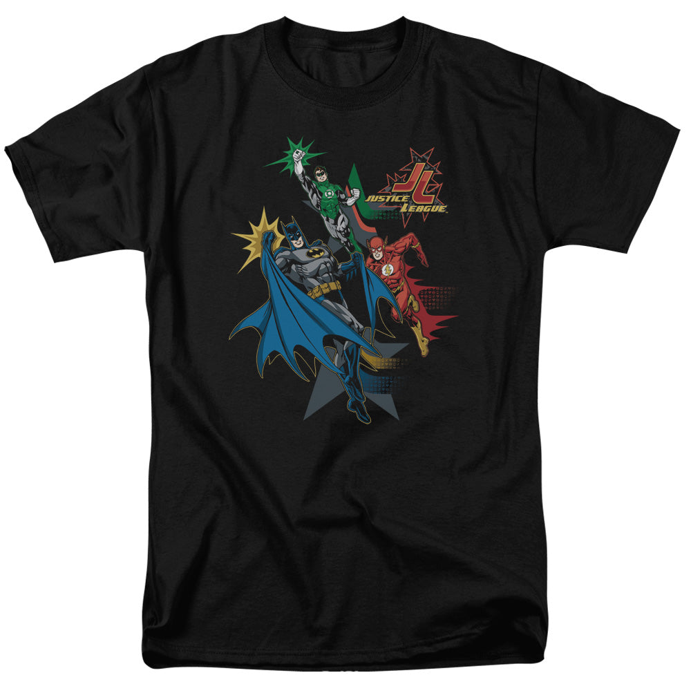 DC Comics - Justice League - Action Stars - Adult Unisex T-Shirt - Black