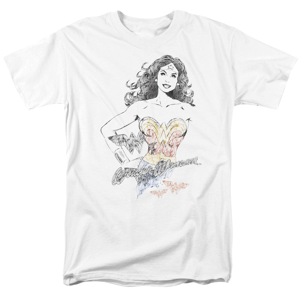 DC Comics Justice League Wonder Woman Squiggles Adult Unisex T-Shirt White