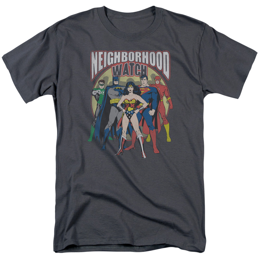DC Comics - Justice League - Neighborhood Watch - Adult Unisex T-Shirt - Gray