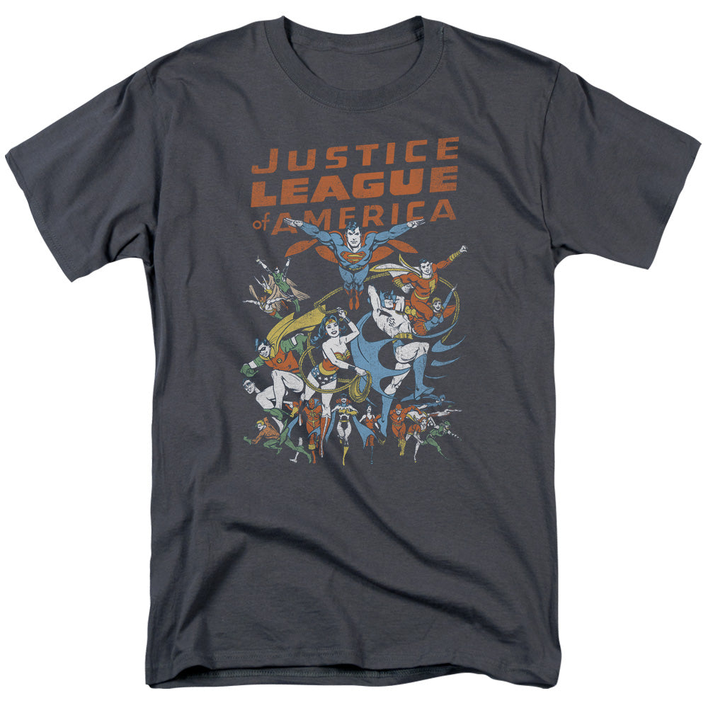 DC Comics - Justice League - Big Group - Adult Unisex T-Shirt - Gray