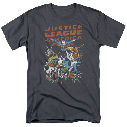 DC Comics - Justice League - Big Group - Adult Unisex T-Shirt - Gray