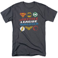 DC Comics - Justice League - Pixel Logos - Adult Unisex T-Shirt - Gray