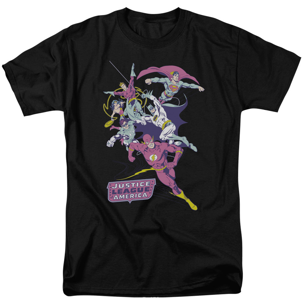 DC Comics - Justice League - Colorful League - Adult Unisex T-Shirt - Black