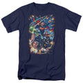 DC Comics - Justice League - Under Attack - Adult Unisex T-Shirt - Blue