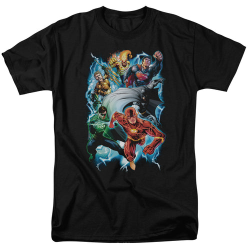 DC Comics - Justice League - Electric Team - Adult Unisex T-Shirt - Black
