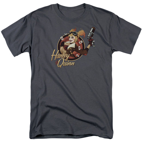 DC Comics - Justice League - Harley Bomber - Adult Unisex T-Shirt - Gray