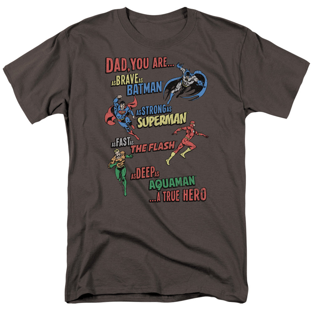 DC Comics - Justice League - Dad Hero - Adult Unisex Short Sleeve T-Shirt - Gray