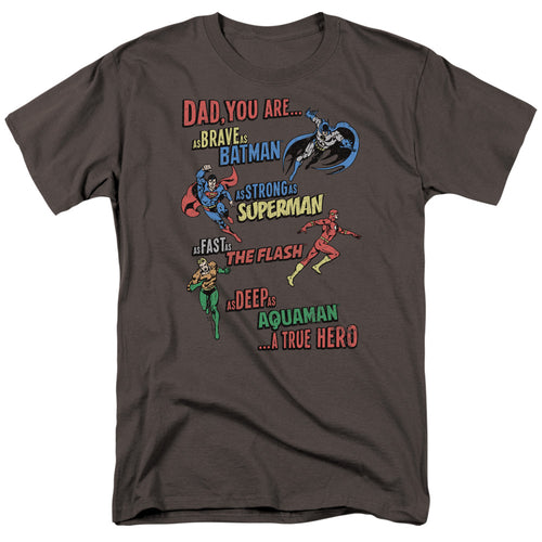 DC Comics - Justice League - Dad Hero - Adult Unisex Short Sleeve T-Shirt - Gray