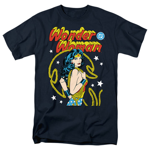 Justice League Wonder Woman Golden Lasso Wonder Cover Adult Unisex T-Shirt Blue