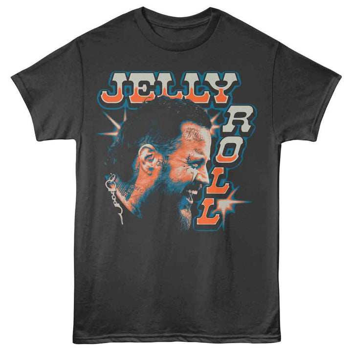Jelly Roll - Side Profile With Text - Adult Short Sleeve T-Shirt - Smoke
