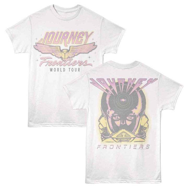 Journey - Frontiers World Tour  - American Classics - White 2-Sided Print Adult Short Sleeve T-Shirt