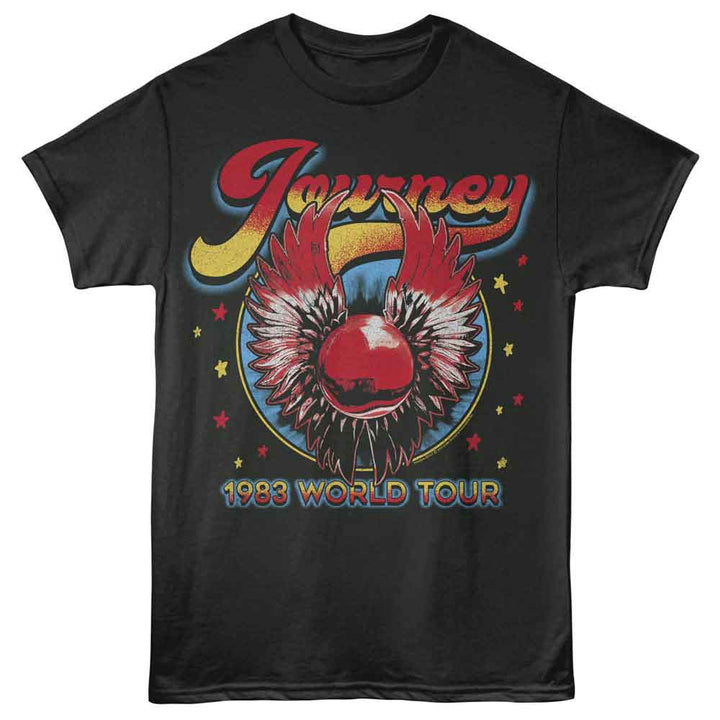 Journey - 1983 World Tour - American Classics - Gray Front Print Adult Short Sleeve T-Shirt