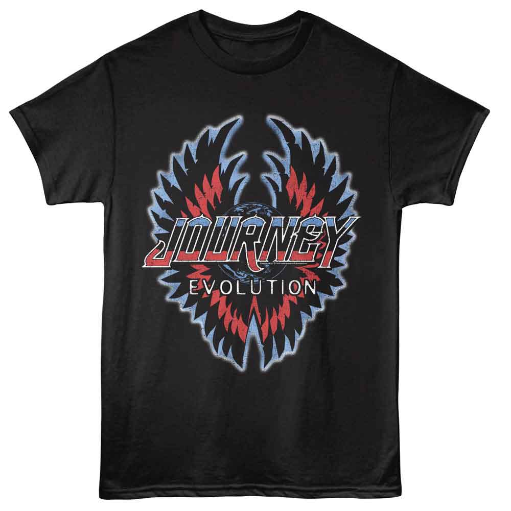 Journey - Evolution - Officially Licensed - Black Solid Front Print Adult Short Sleeve T-Shirt