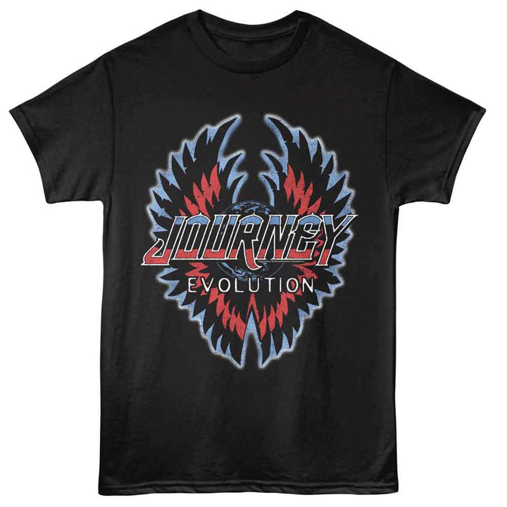 Journey - Evolution - Officially Licensed - Black Solid Front Print Adult Short Sleeve T-Shirt
