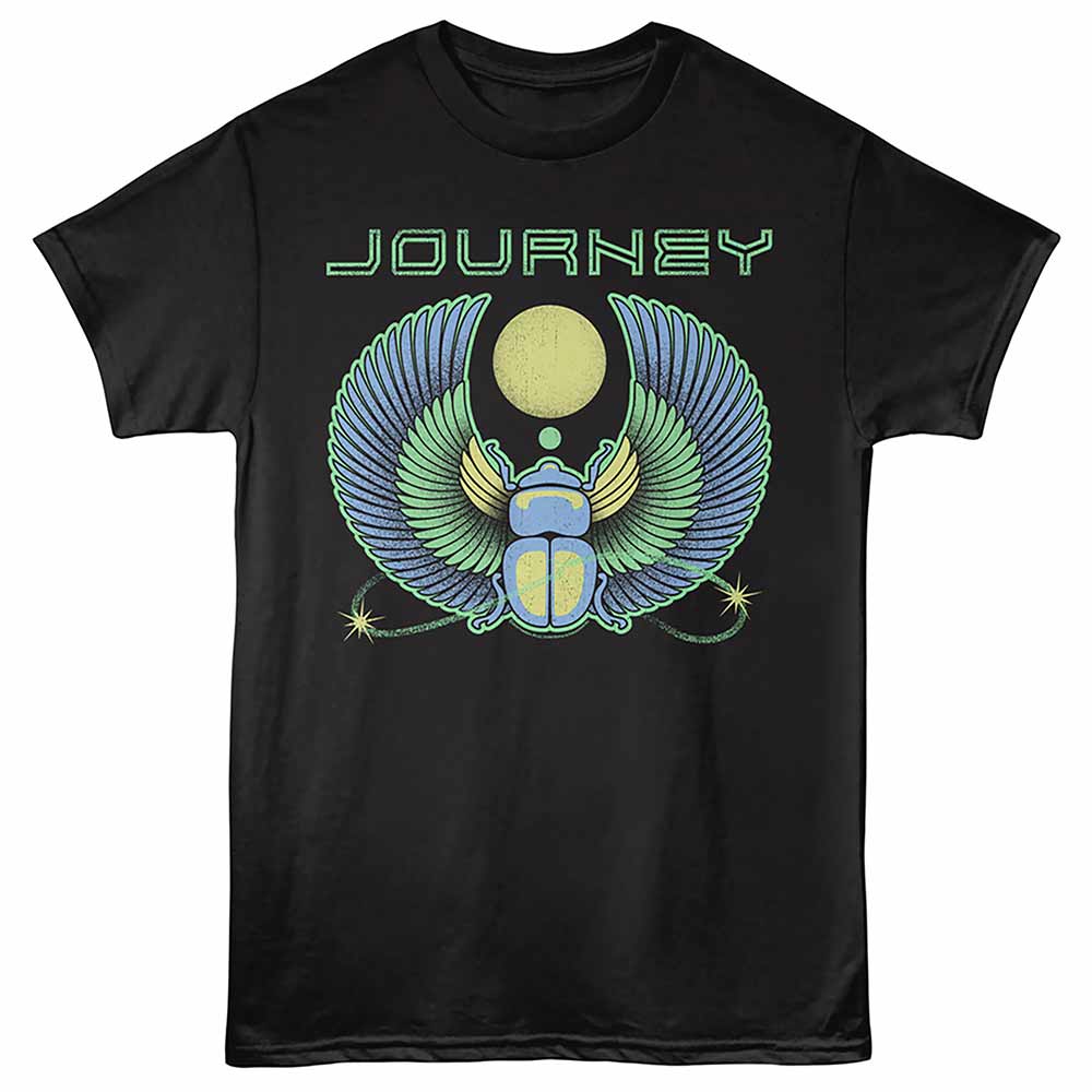Journey - Scarab Outlined - Front Print Adult Short Sleeve Solid T-Shirt - Black
