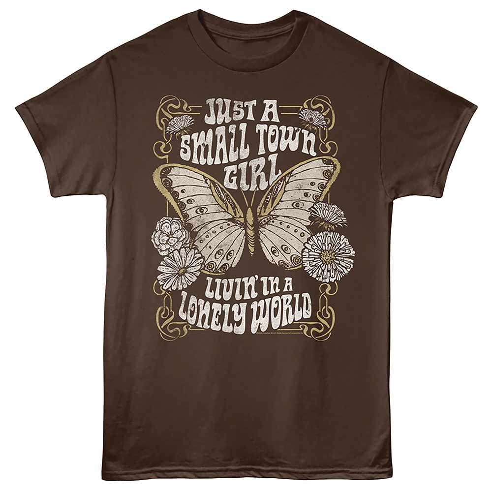 Journey - Small Town Girl - Front Print Adult Short Sleeve Solid T-Shirt - Dark Chocolate