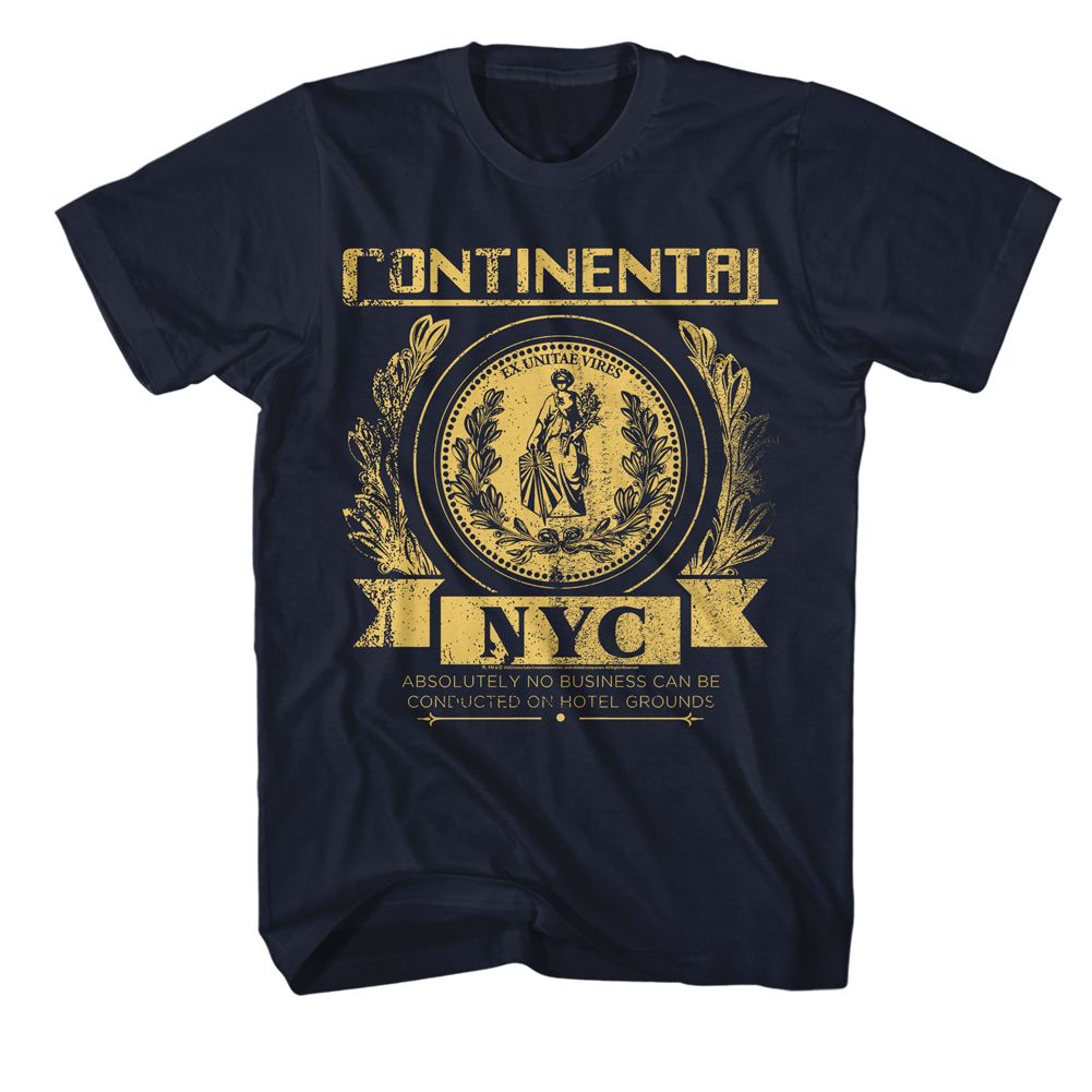 John Wick - Continental NYC - American Classics - Solid Blue Adult Short Sleeve T-Shirt