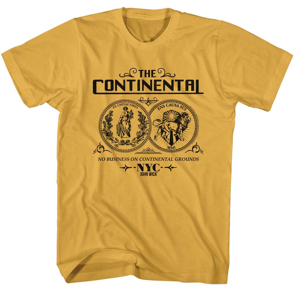 John Wick - Coin Double Sided 1 Color - American Classics - Solid Yellow Adult Short Sleeve T-Shirt