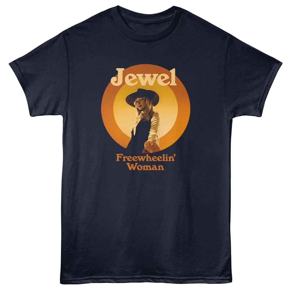Jewel - Freewheelin Circle - American Classics - Solid Blue Adult Short Sleeve T-Shirt